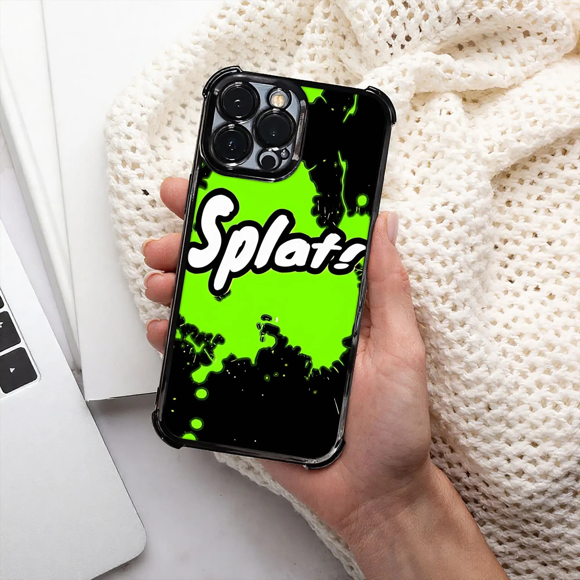 Splat! Custodia per telefono verde lime S-Splatoon con processo di galvanizzazione per iPhone, vari modelli