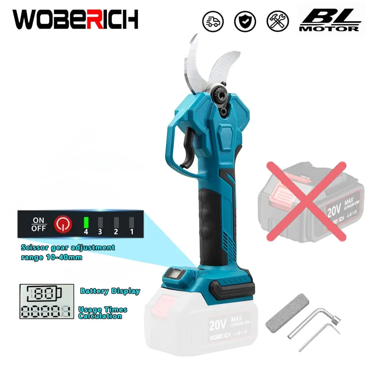 Battery pruning shears without brushes 40mm Electric power to 4 marches Fruit tree Bonsai Potatura Rami Garden tools for Makita 18V