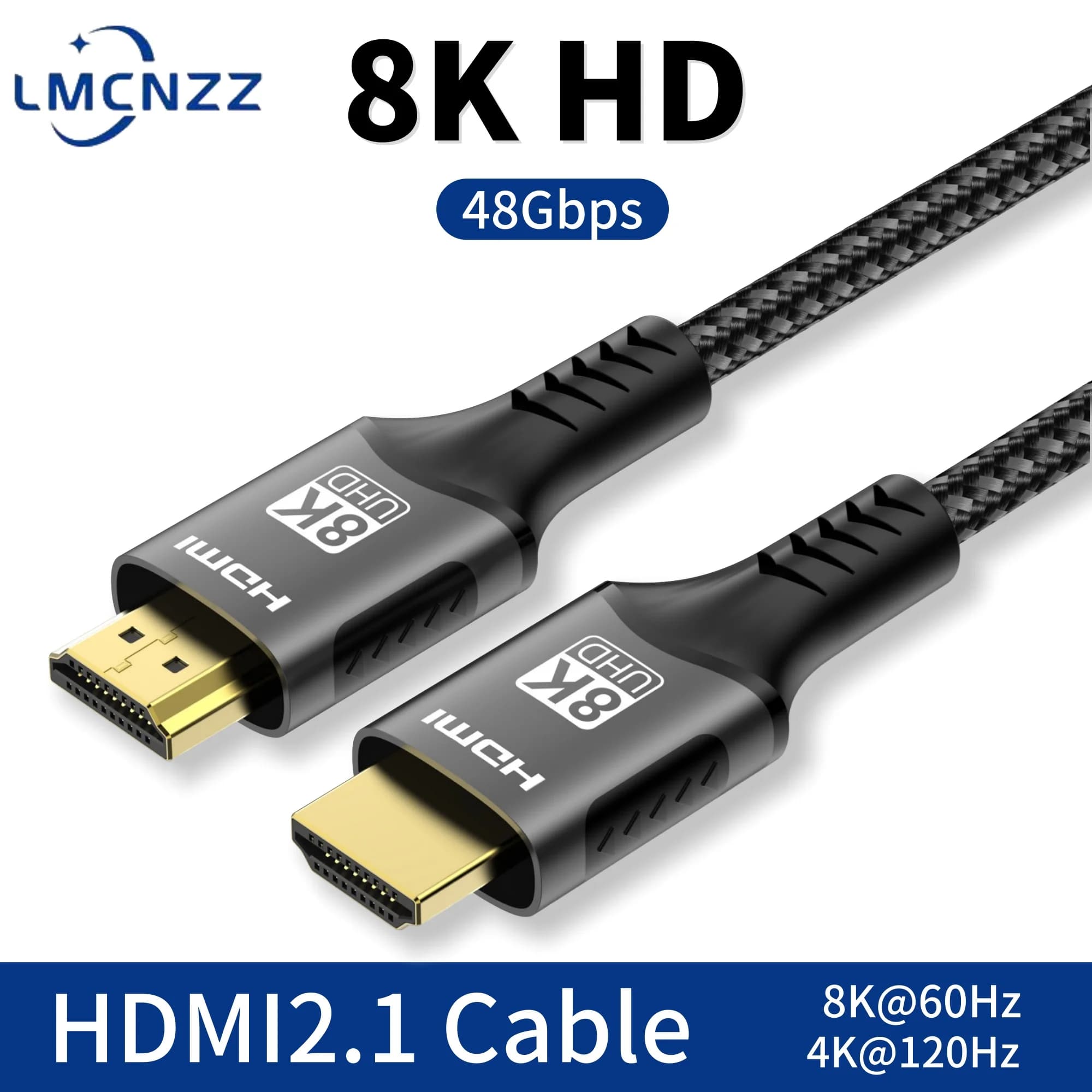 HDMI 2.1 cable from 8K to 60 Hz HDMI2.1 cable from 4K to 120 Hz 48 Gbps Video cable with HDR 3D effect for portable PC HDTV PS5