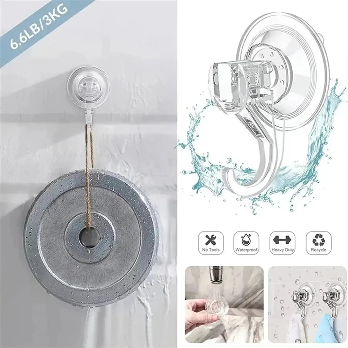 NUOVI ganci a ventosa da 10 pezzi, ganci a ventosa sottovuoto trasparenti riutilizzabili resistenti ganci da bagno da cucina in vetro per asciugamano