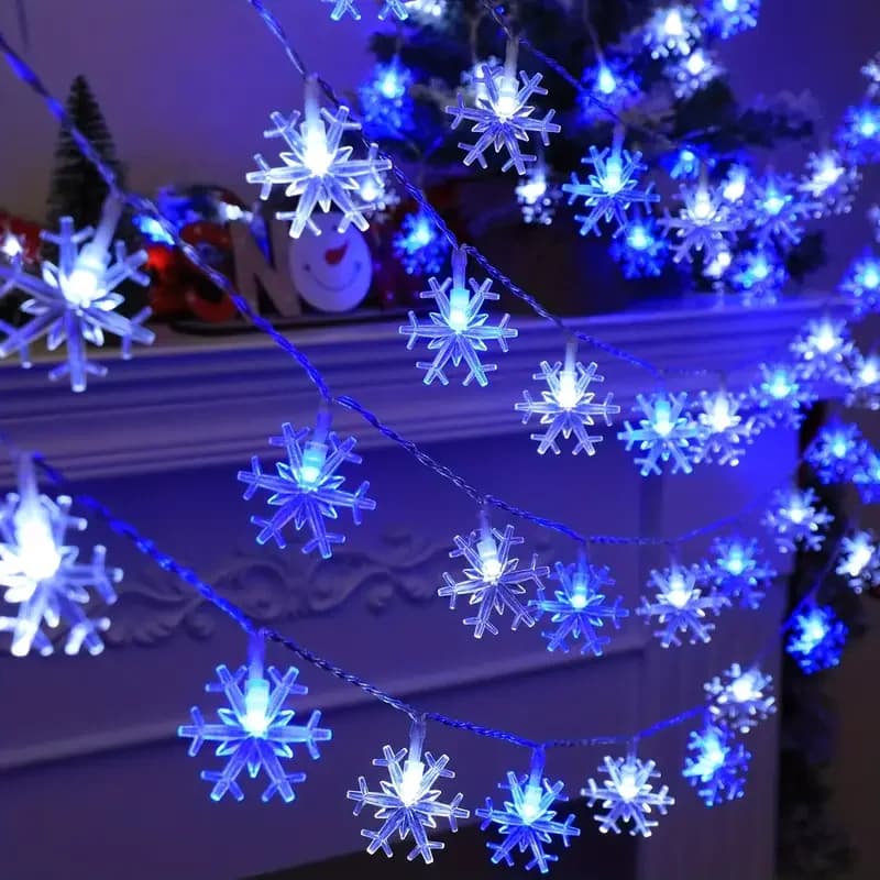 1PC luci della stringa del fiocco di neve di Natale LED luci leggiadramente del fiocco di neve impermeabili a batteria per la decorazione della festa in giardino di casa della camera da letto