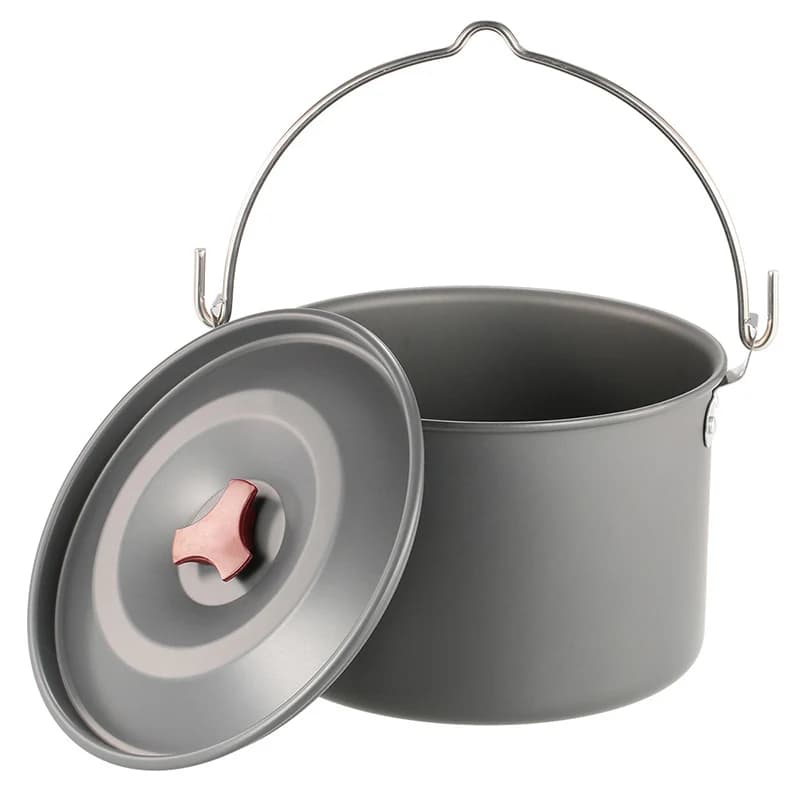 4L Camping Hanging Pots Camping Tripod for Fire Hanging Pot Outdoor Campfire Cookware Picnic Cooking Tableware