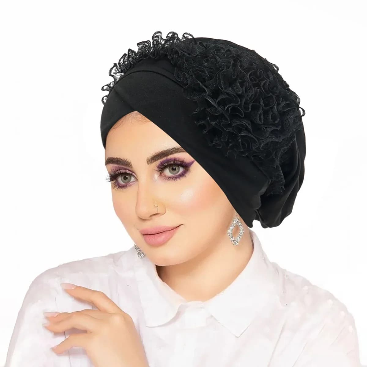 Muslim Under Hijab Cap Lace Flower Turban Chemo Cap Hat Muslim Inner Hijab Islamic Turban Headwear Female Bonnet Accessories