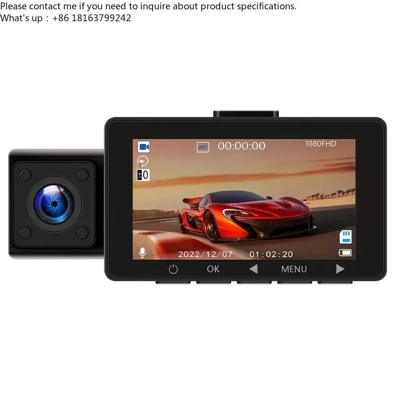 AD308 Dashcam WiFi a 3 canali 4K Anteriore Posteriore Interna per Auto, Registratore di Guida Elettronico con Doppia Lente HD
