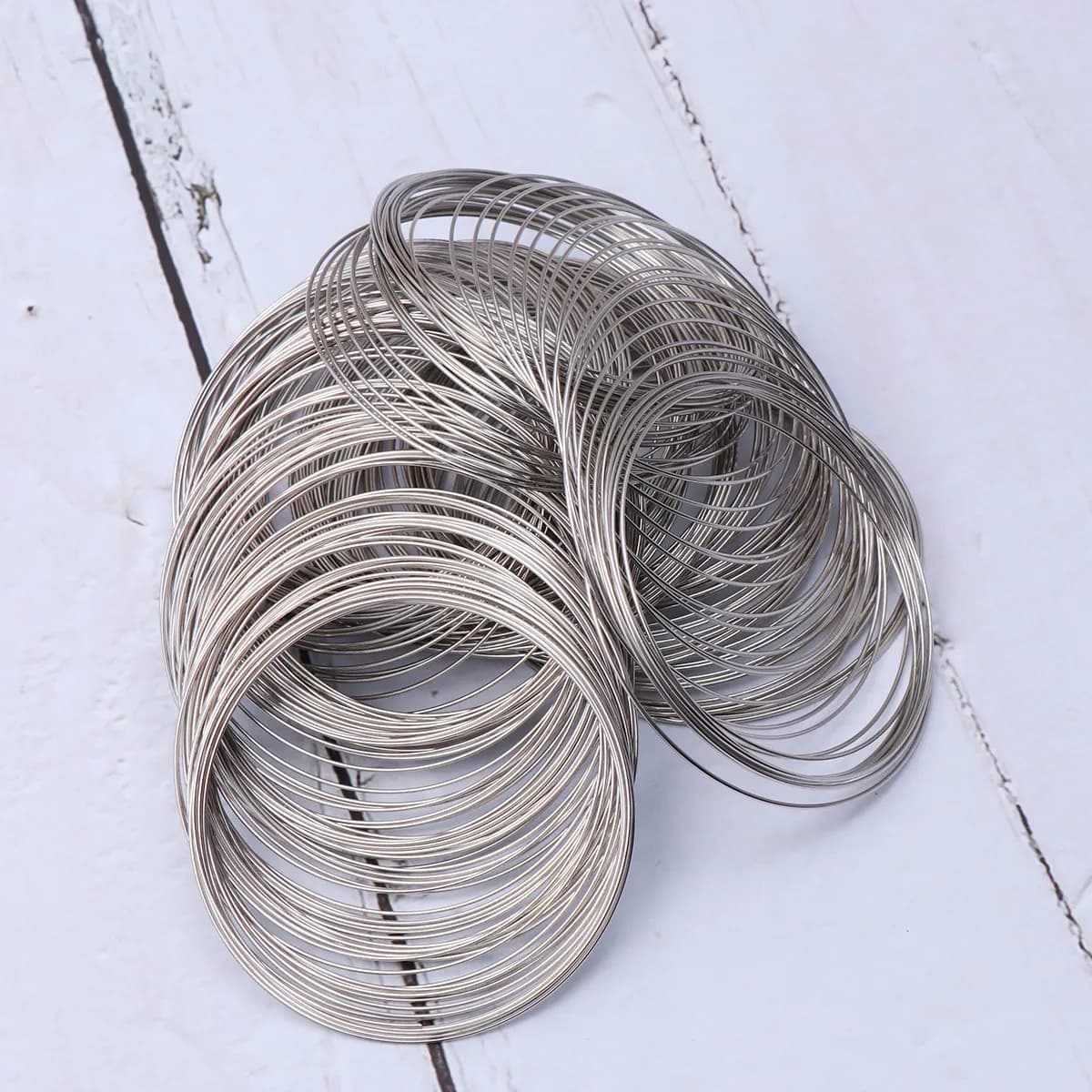 1 Silver Plated Steel Wire Roll with 300 55mm Circles, Opaque Wire for Bracelets and Rings, DIY Material for Jewelry Creation, Women Accessories