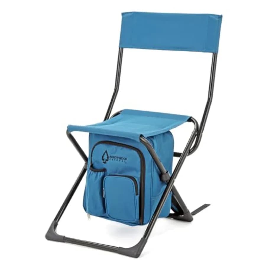 Multi-Function 3-in-1 Compact Camp Chair: Backpack Stool and Insulated Cooler w/Bottle Holder and Storage Bag External Pockets