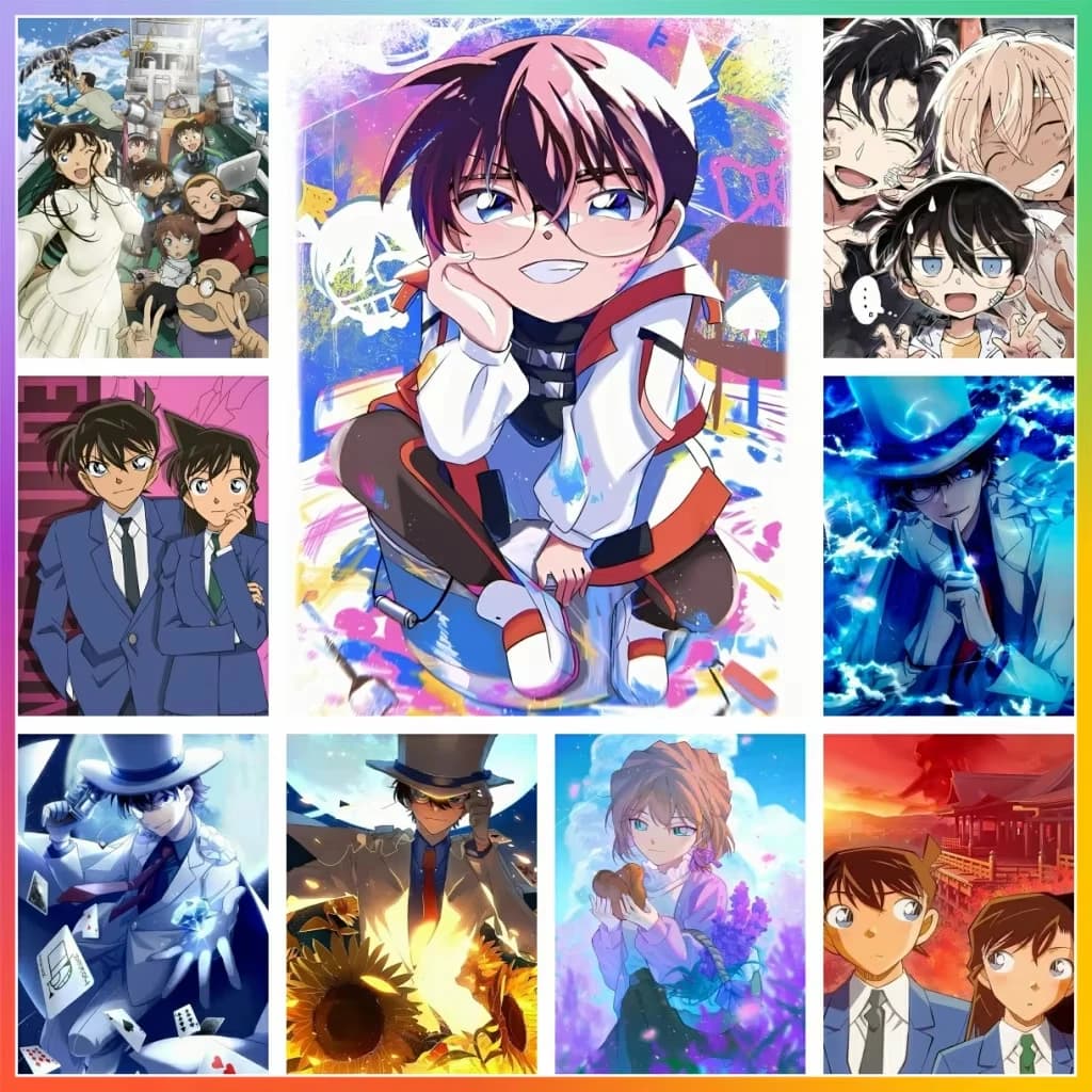 Set Regalo Nuovo Kit Fai da Te 5D per Diamond Painting Detective Conan Anime Giapponese, Ricamo a Mosaico, Decorazione Murale Artigianale