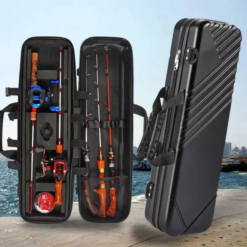 65/80 centimetri ABS canna da pesca sul ghiaccio borsa guscio duro impermeabile mulinello da pesca linea gancio asta custodia per attrezzatura da pesca
