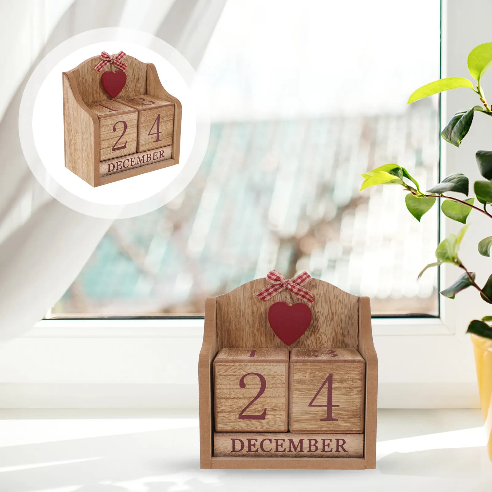 Calendario Perpetuo in Legno Retrò per Scrivania con Blocchi per Mese e Data, Design Classico per Uso a Lungo Termine, Decorazione da Scrivania