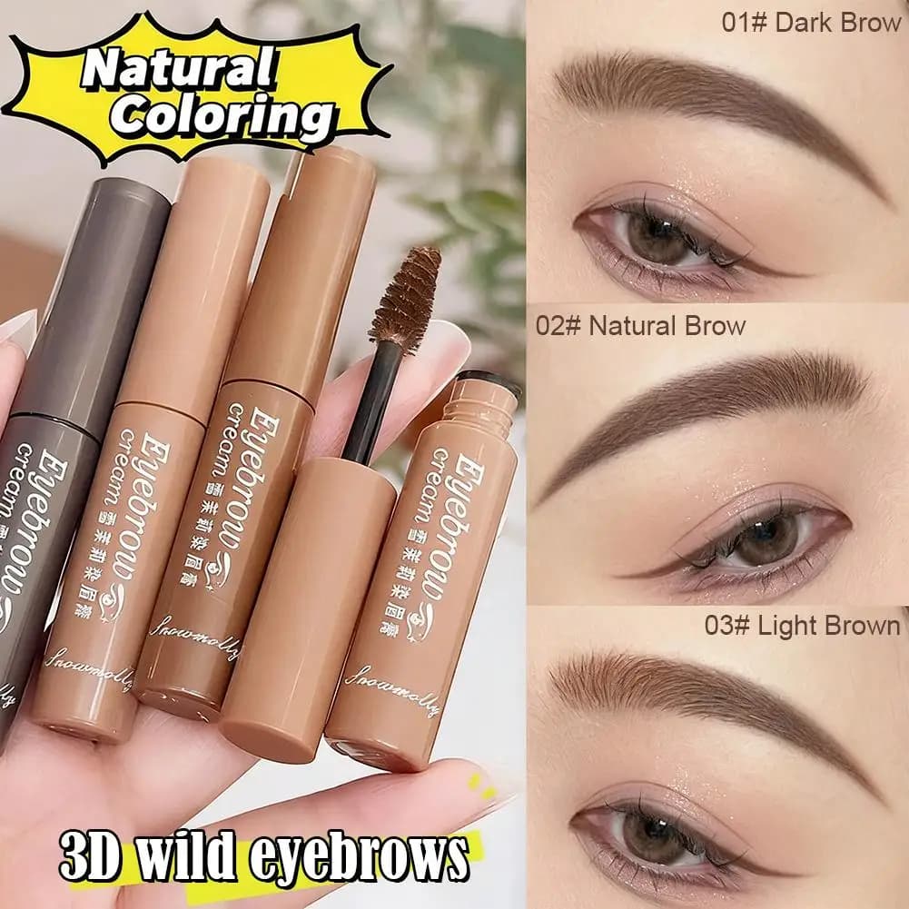 Mascara per sopracciglia impermeabile a prova di sbavature - Gel per sopracciglia naturale 3D con piume, marrone scuro a lunga durata per sopracciglia complete naturali