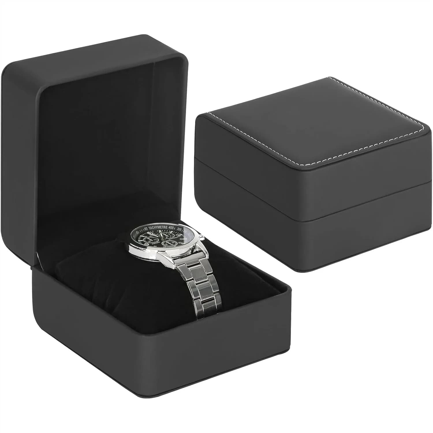 Cofanetto da Viaggio per Orologio Singolo con Cuscino Rimovibile, Espositore Organizzatore di Lusso in Pelle PU per Orologi da Polso Uomo Donna