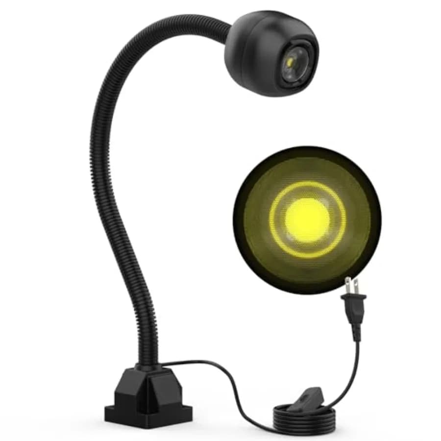 Lampada da Lavoro 18W, 2160 Lumen, Flessibile per Tornio, Fresatrice, Trapano a Colonna, Testa in Lega di Alluminio