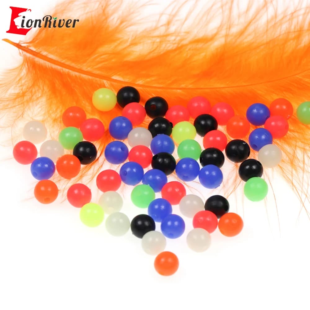 200pcs perline da pesca di colore misto perline da pesca galleggianti rotonde in plastica dura per Treble Hook Fishing Rigs Fishing Lure Bait Tackle