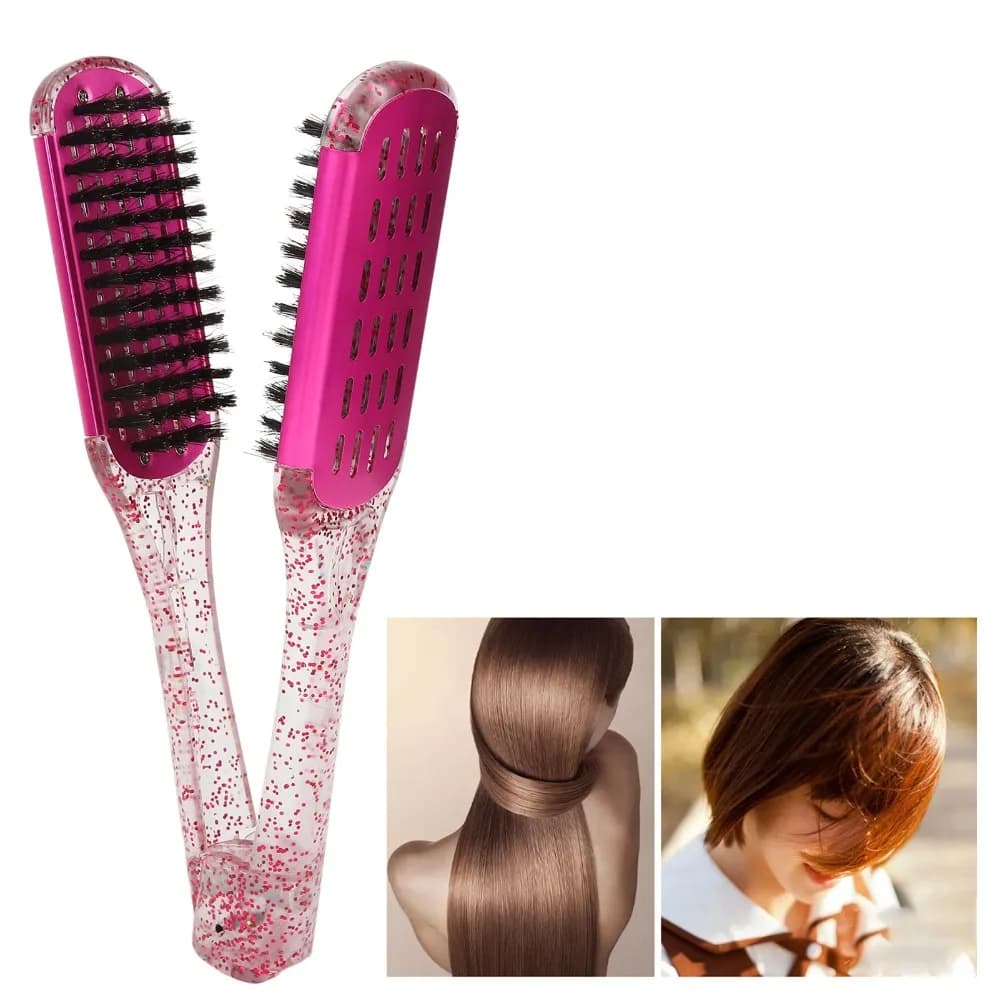 Pettine Lisciante per Capelli Rosso Rosa, Morbido, Antistatico, a Doppia Faccia, Design Ergonomico Professionale