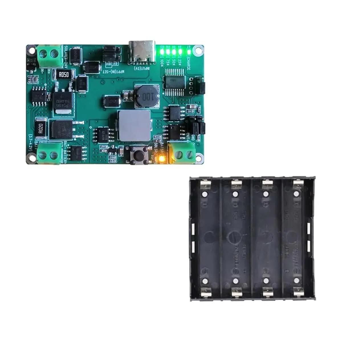 【Charger】 MPPT Solar Charger Control Board DC5-24V 2A Solar Panel Regulator Module Type-C DC5V USB for 3.7V 18650 Lithium Batter