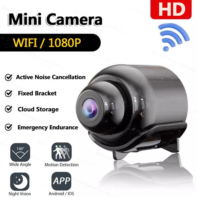 Mini Telecamera 1080P HD Wifi con Visione Notturna, Rilevamento Movimento, Videocamera di Sicurezza Domestica, Registratore Audio Video Senza Scheda di Memoria