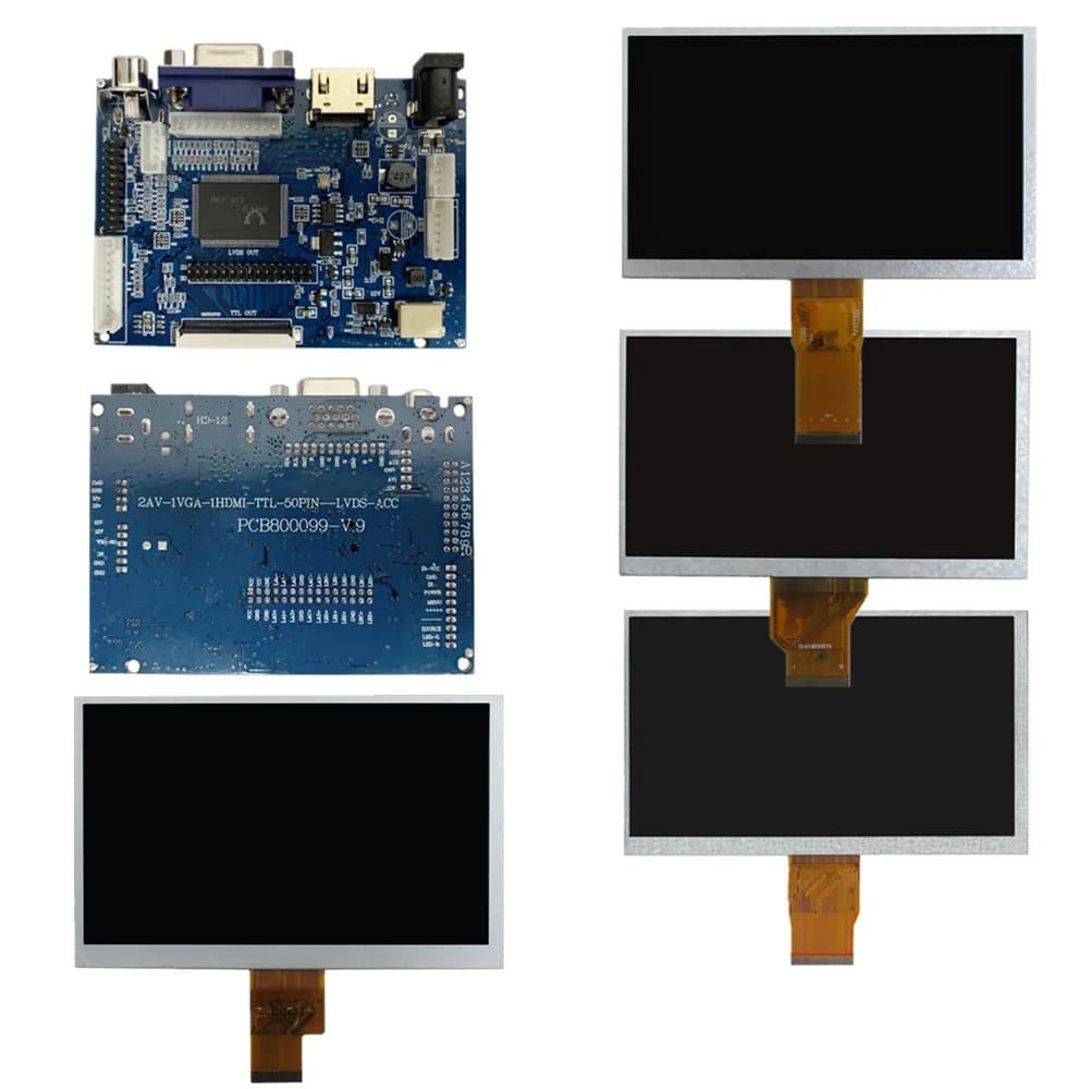 Monitor con schermo LCD da 7 pollici con scheda di controllo driver 2AV VGA compatibile HDMI per Raspberry Pi 4B/3B+/Zero/5 Banana Pi