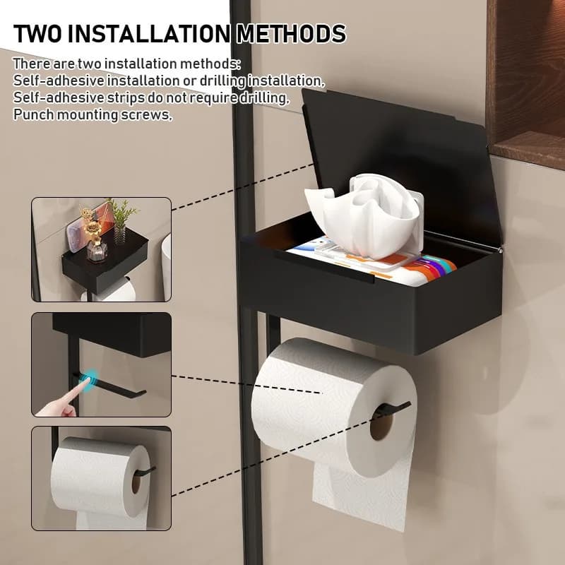 Porta carta igienica non perforata in acciaio al carbonio Scatola per fazzoletti per la privacy del bagno Scaffale per carta in rotolo Scatola per salviette umidificate