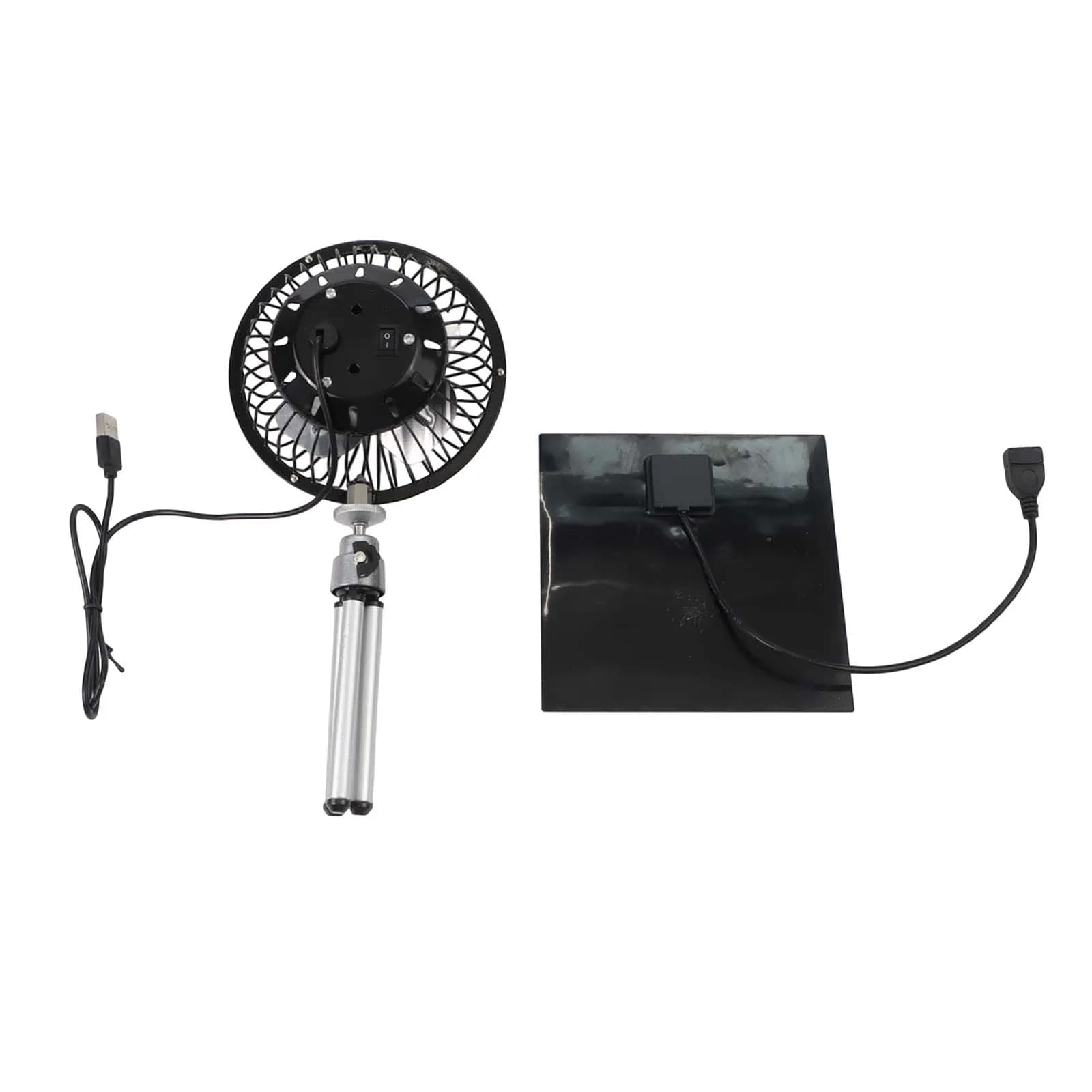 Ventilatore da campeggio Ventilatore a doppia alimentazione Ventilatore con supporto telescopico regolabile nero Ventilatore da campeggio Supporto regolabile per pannello solare da 10 W