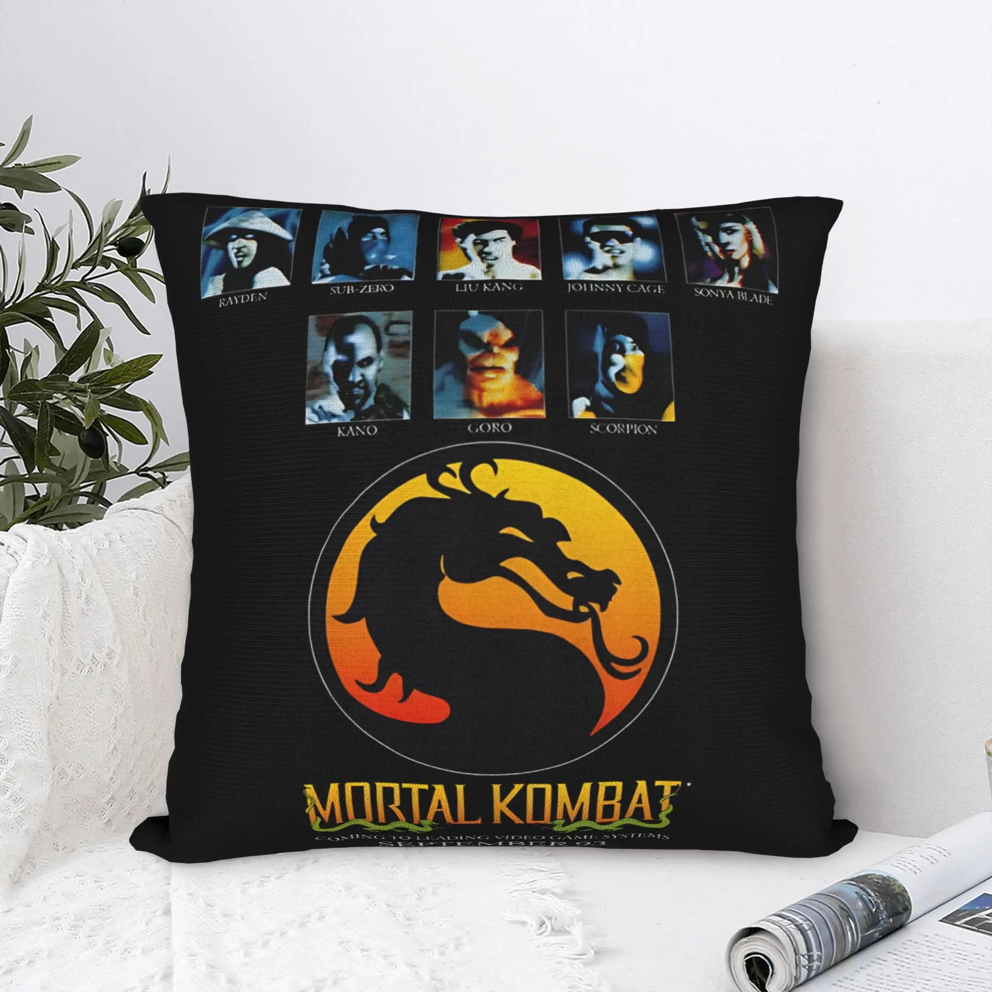 Federa per cuscino con poster classico di Mortal Kombat, federa alla moda per divano, letto, soggiorno