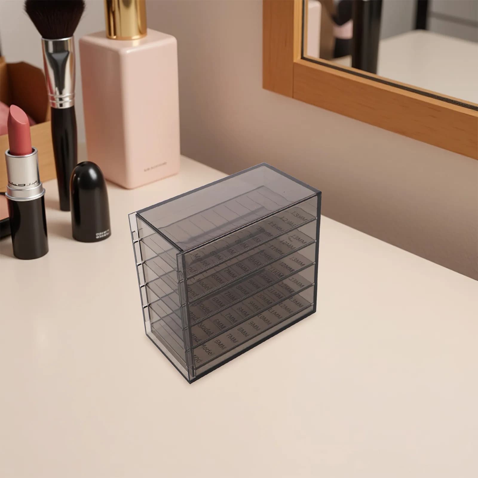 Contenitore per Ciglia Finte a 5 Strati in Acrilico, Elegante Organizzatore Traslucido per Extension, Contenitore per Trucco