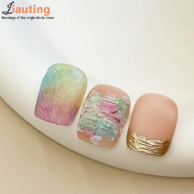 Pennello per Nail Art con Texture, Pennello per French Manicure, Pennello per Terapia della Luce, Strumento in Plastica per Manicure, Pennello per Smalto