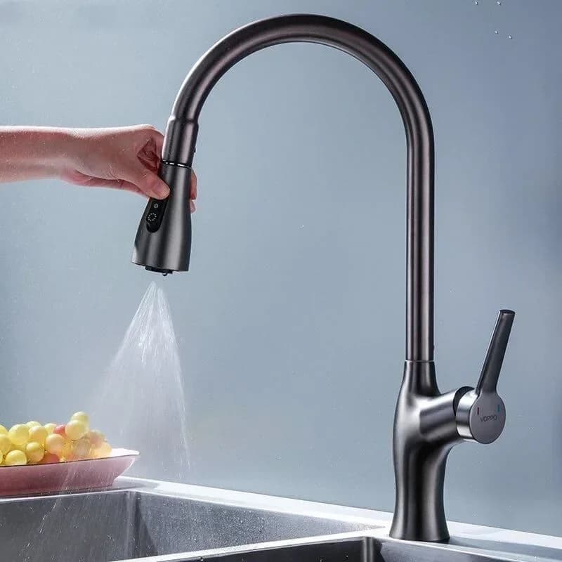 MickeyR Kitchen Faucets Pull Out Mixer Taps Hot Cold Water Accessories Deck Mounted Stream Sprayer Cooking iron for the kitchen