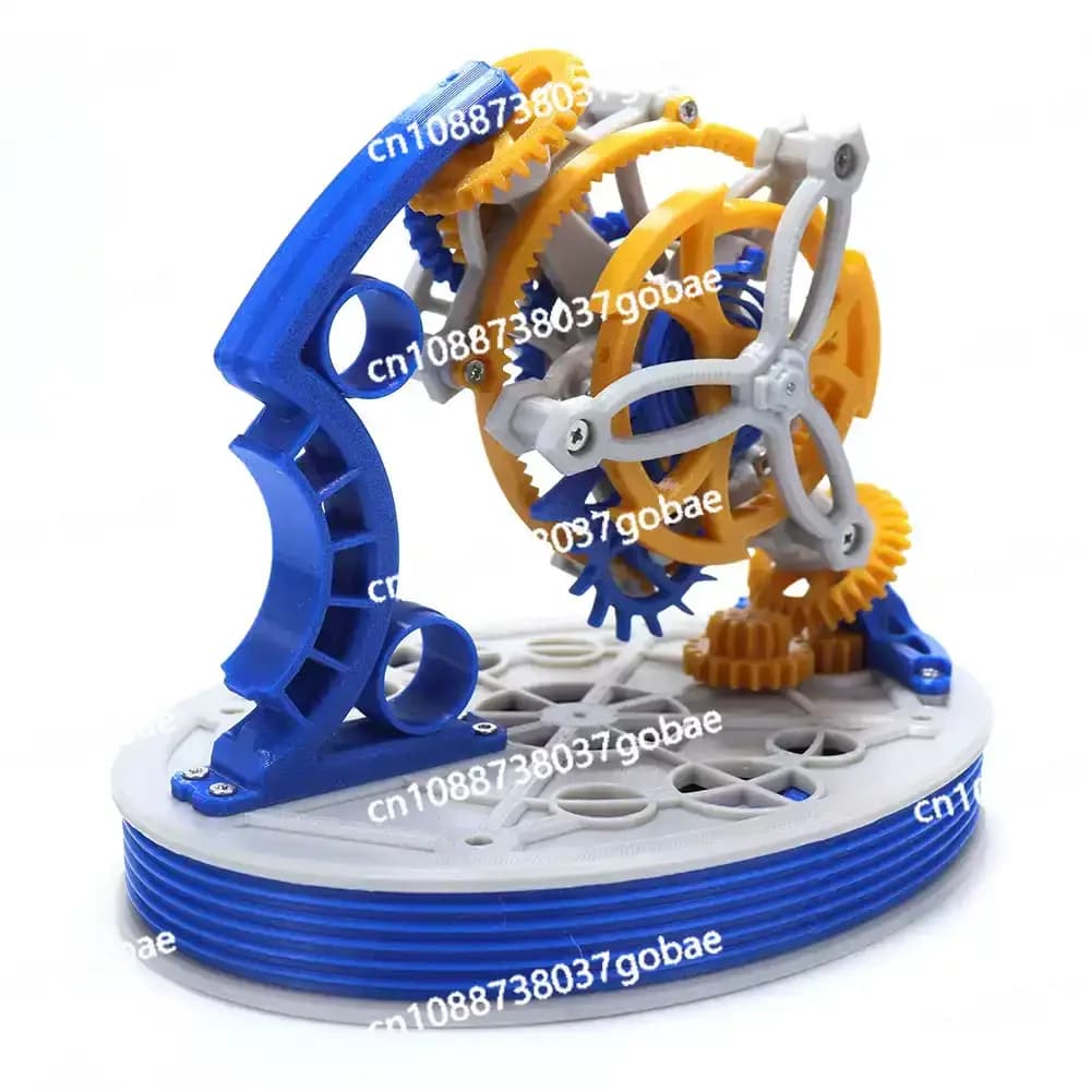 Orologio a Pendolo 3D con Tourbillon a Doppio Asse, Modello in Metallo con Molla a Carica, Principio Meccanico, Arte Meccanica da Tavolo