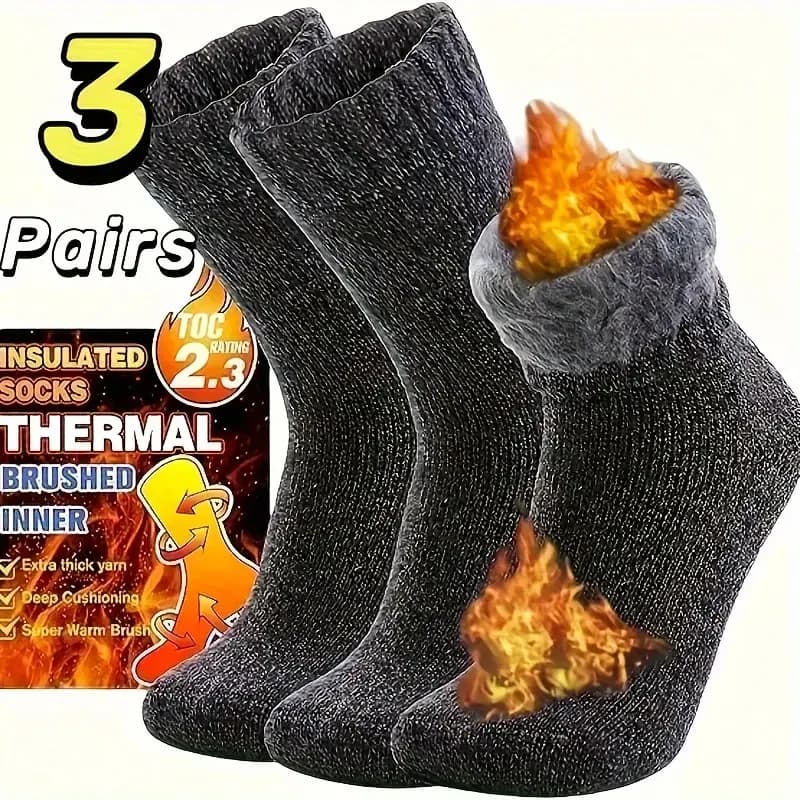 3 pairs of socks for women's boots Thermal socks for thick outdoor winter socks Soft and warm classic cotton socks for big girl