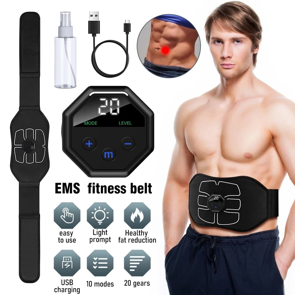 Cintura Tonificante Addominale EMS, Stimolatore Muscolare, Cintura Fitness, Massaggiatore Elettrico Ricaricabile USB per Dimagrimento Addominale e Fitness
