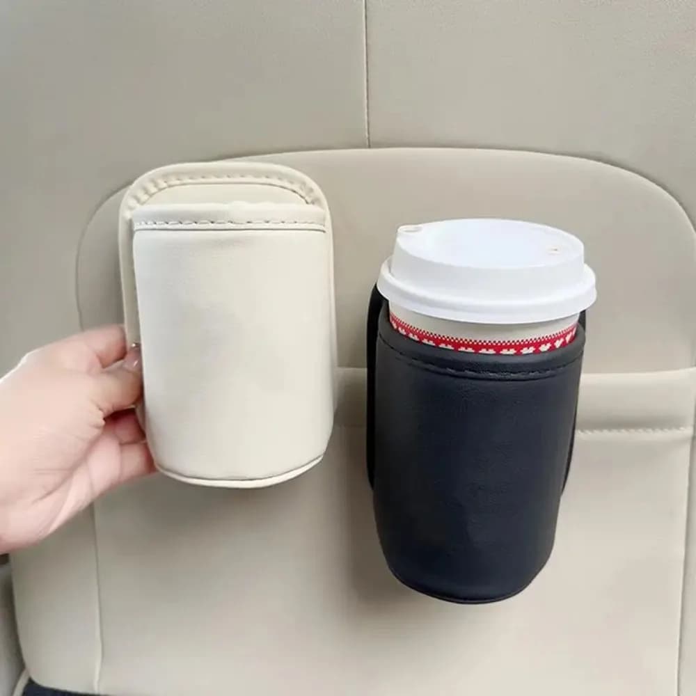 Organizzatore automatico di bevande in pelle PU: portabicchieri montato su porta per sedile posteriore, utilizza in auto di famiglia e veicoli per i pendolari quotidiani