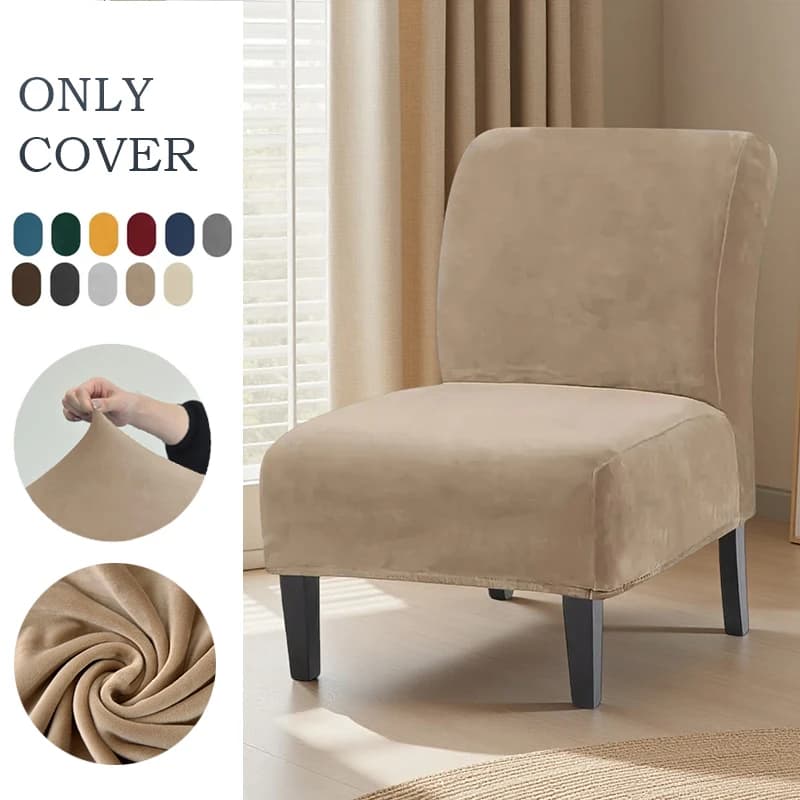 1PC Armless Chair Lining with Velvet Accent Elasticized Single Chair Lining Cover for Anti-sporty Furniture Living Room