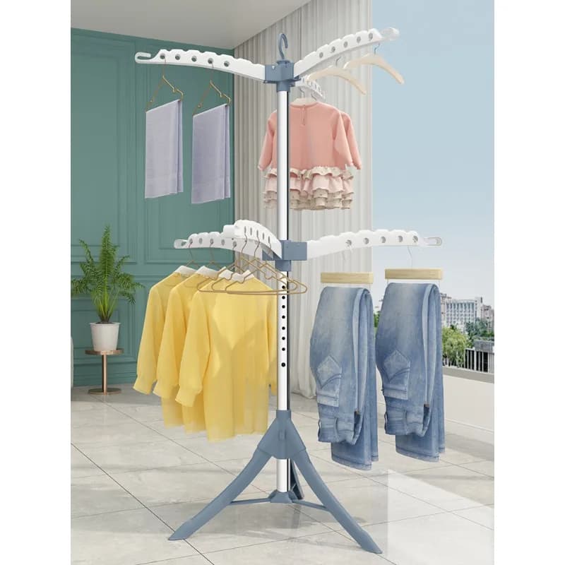 Stendibiancheria allungabile Supporto per lavanderia pieghevole per carichi pesanti per balcone 360 ° Appendiabiti rotante con espansione da 1,8 m