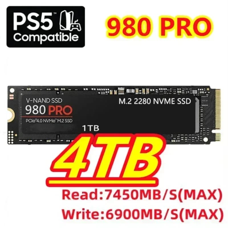 7400MB/s Read 6900MB/s Write 980Pro 2TB M.2 NVMe PCIe 4.0 SSD Internal Drive for PS5 Gaming Laptop Desktop PC Upgrade