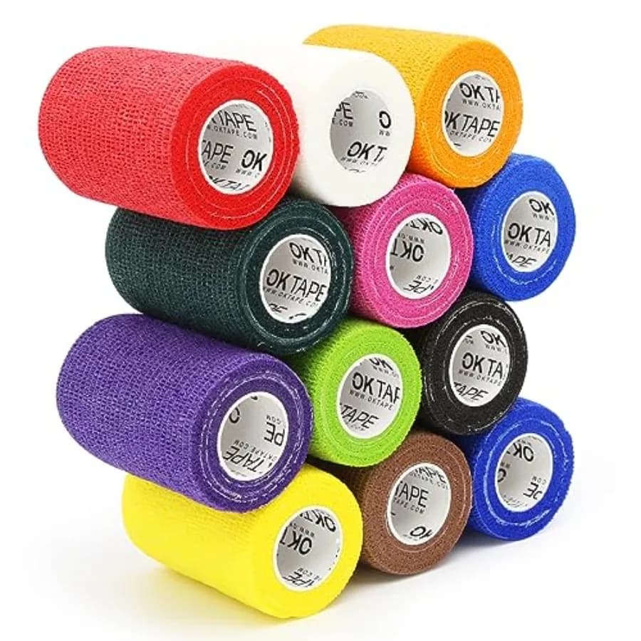 Self Adherent Cohesive Bandages Wrap - 12Packs, 3 x 5 Yards, Non-Woven Self Adhesive Bandage Wrap for Thumb, Finger, Wrist, Ank