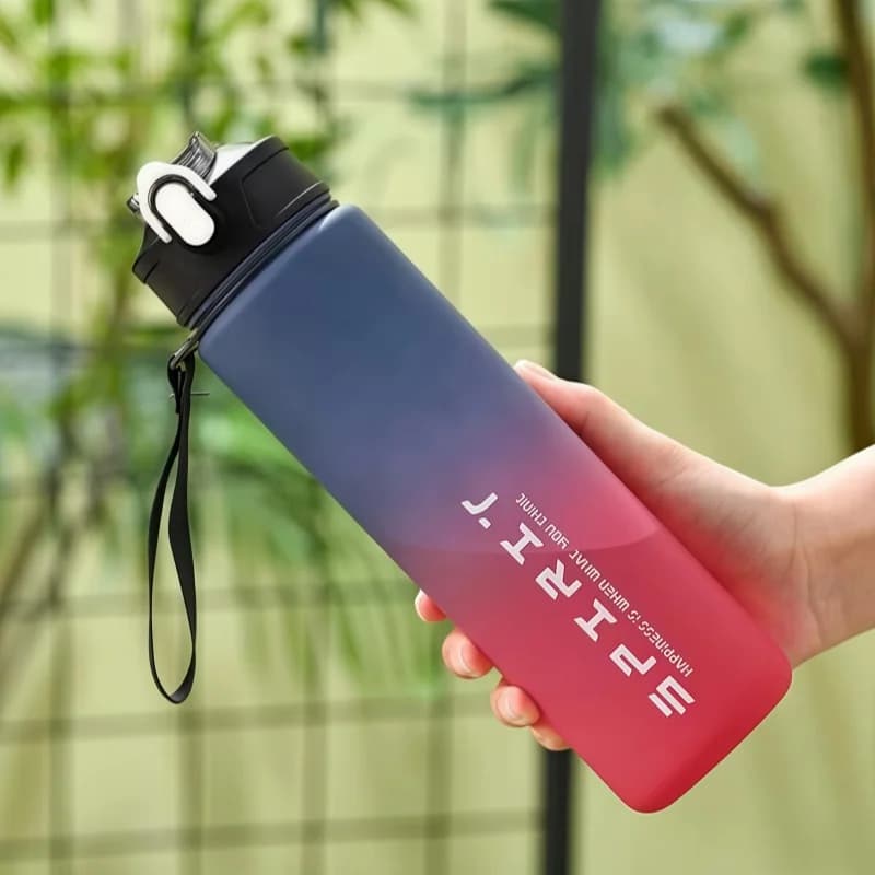 1 pc 750 ml large capacity sports water bottle leak proof plastic cup colored drink outdoor travel gym portable fitness brocade