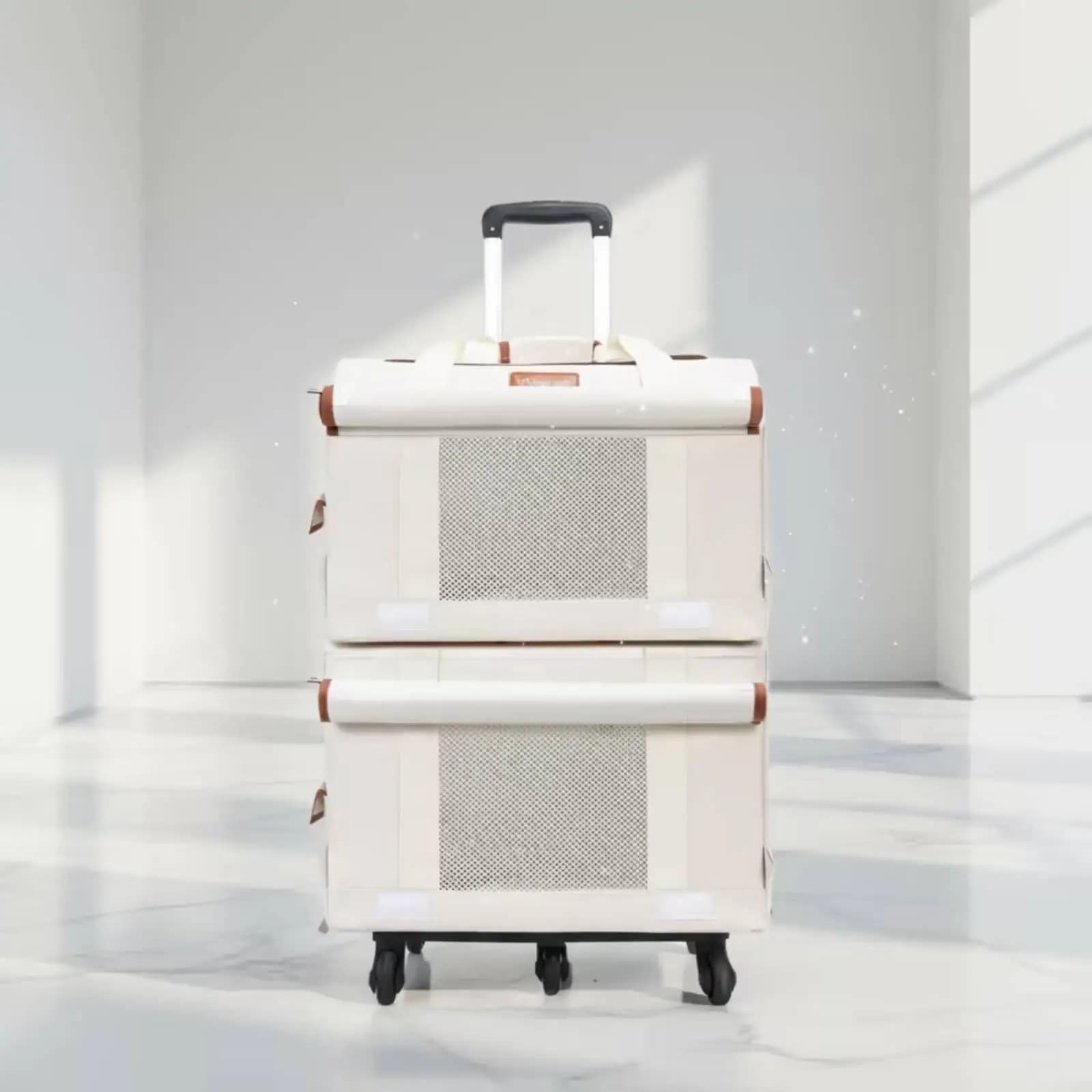 Travel Container Pet Carriers and Travel Gear Foldable Trolley for Cats with Mesh Cat Travel Bag for Outings