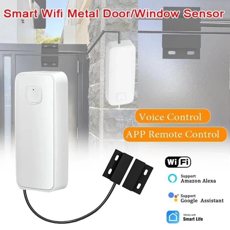Tuya WIFI Smart Door Window Sensore magnetico Allarme di sicurezza Rilevatore aperto chiuso Porta antifurto per la casa Sensore per porta scorrevole in ferro