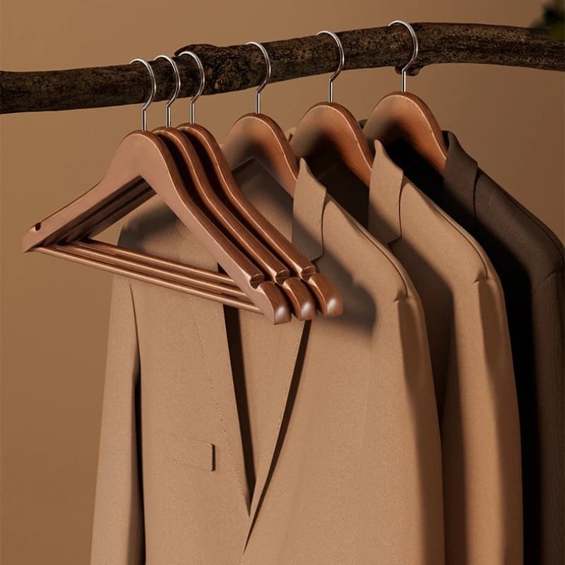Solid Wood Hanger Rack Stand Hook Nonslip Thick Wardrobe Clothes Store Heavy Duty Adjustable Lightweight Durable Rustproof ProX
