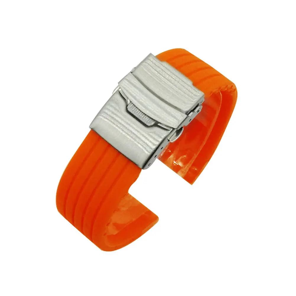 Cinturino per orologio in silicone da 20 mm, cinturino a sgancio rapido, resistente all'usura, liscio, morbido, flessibile, adatto a modelli di orologi universali, arancione