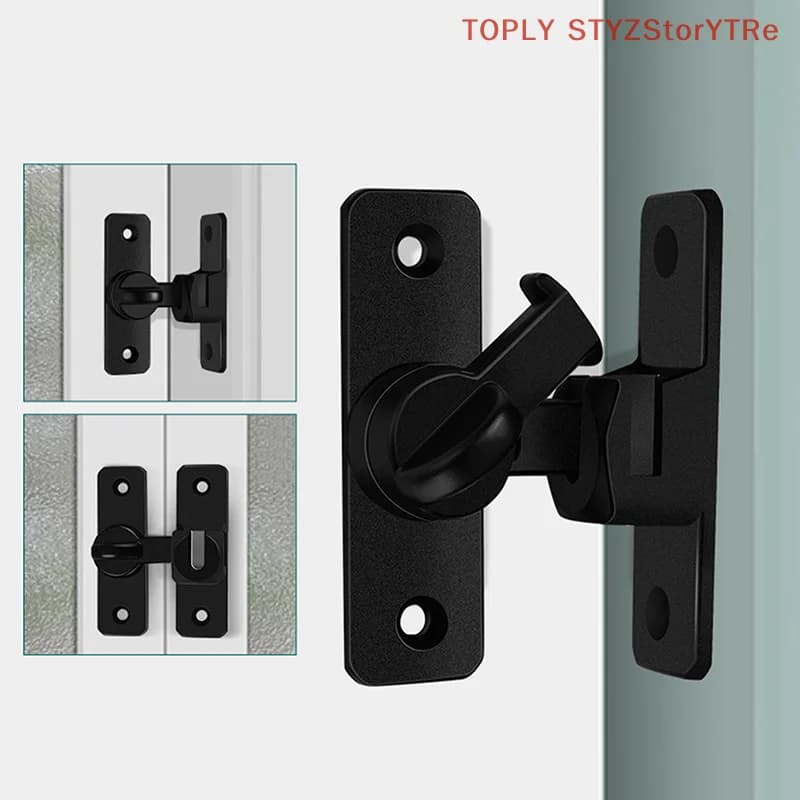 1Set Door Latch Door Bolts Home Security Heavy-duty Zinc Alloy 90 180 Degree Easy Installation Sliding Door Lock Anti-theft Lock
