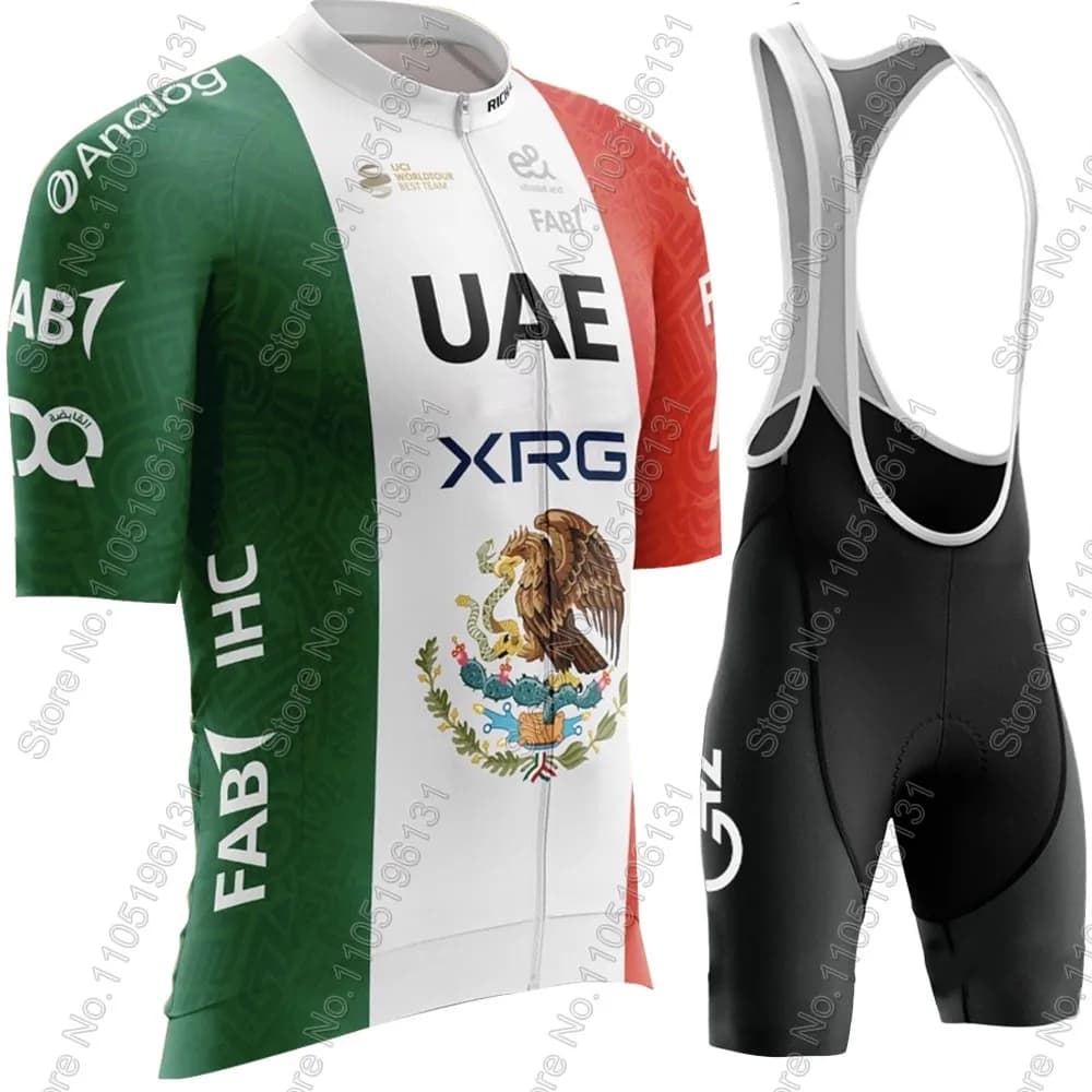 Men's Cycling Jersey UAE Mexico 2026 Set Short Sleeves Sample Clothing Road Bike Shirts Suit Shorts with Bicycle Suit Clothing MTB Maillot
