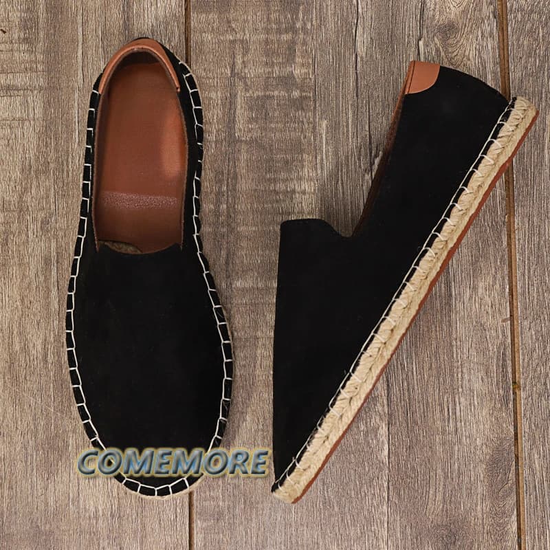 Espadrillas per uomo 2025 Primavera Autunno Nuovo lino Scarpe casual classiche da uomo Mocassino fatto a mano Calzature Moda piatta Big Size 46 47