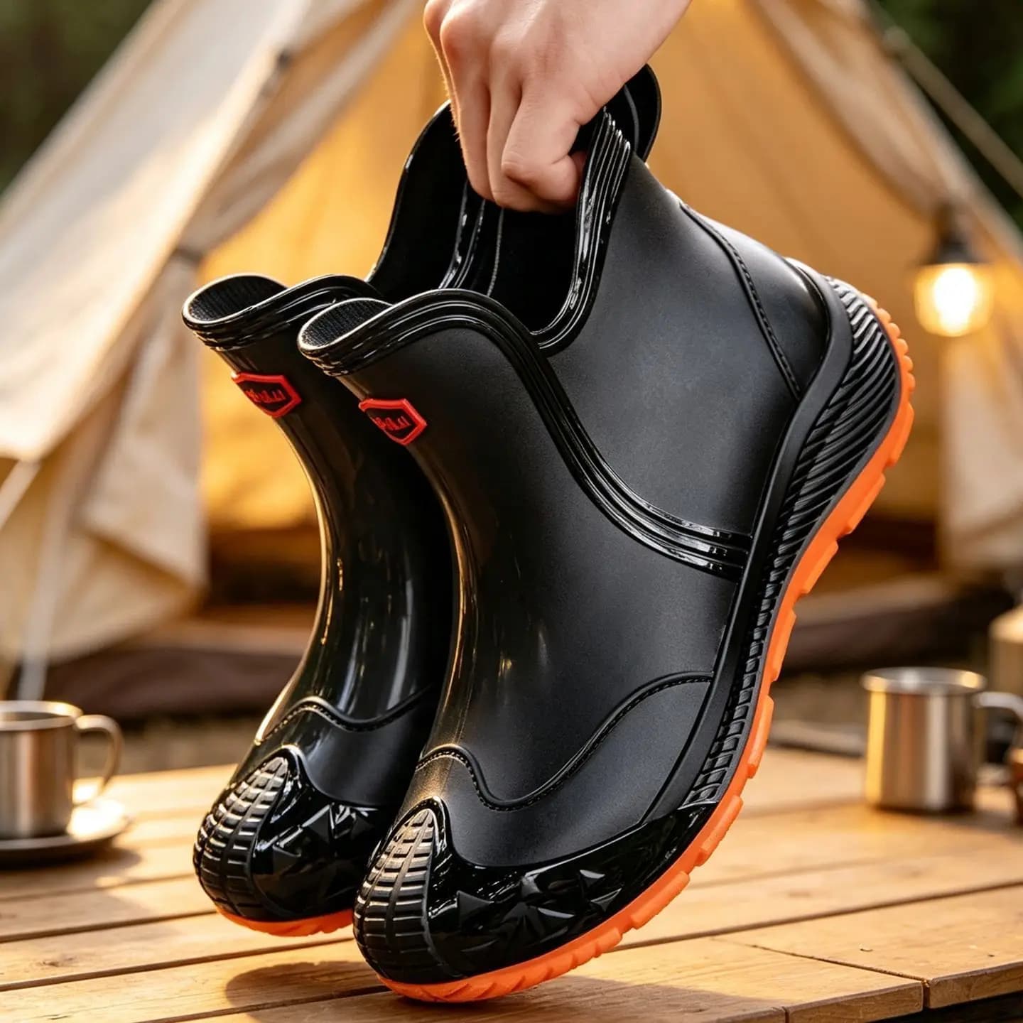 New Outdoor Waterproof Men's Rain Shoes Non-slip Wear-resistant Fishing Rubber Shoes Lightweight Rain Boots for Hiking Camping