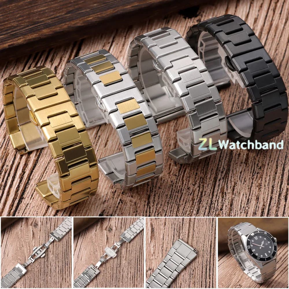 Cinturino per orologio in acciaio inossidabile da 22 mm con sgancio rapido, fibbia a farfalla, cinturino universale per uomo e donna, cinturino per smartwatch, cinturino business