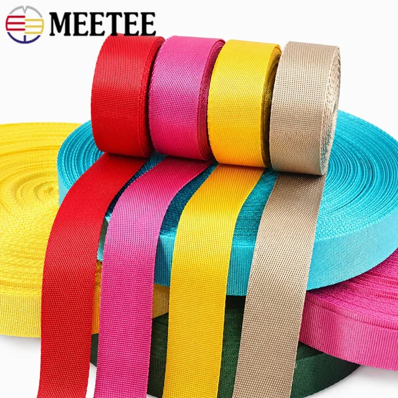 5M 20-50mm Nylon Webbing for Collars Shoulder Bag Strap Ribbon Band Belt Sling Garment Decor Bias Binding DIY Sewing Accessories