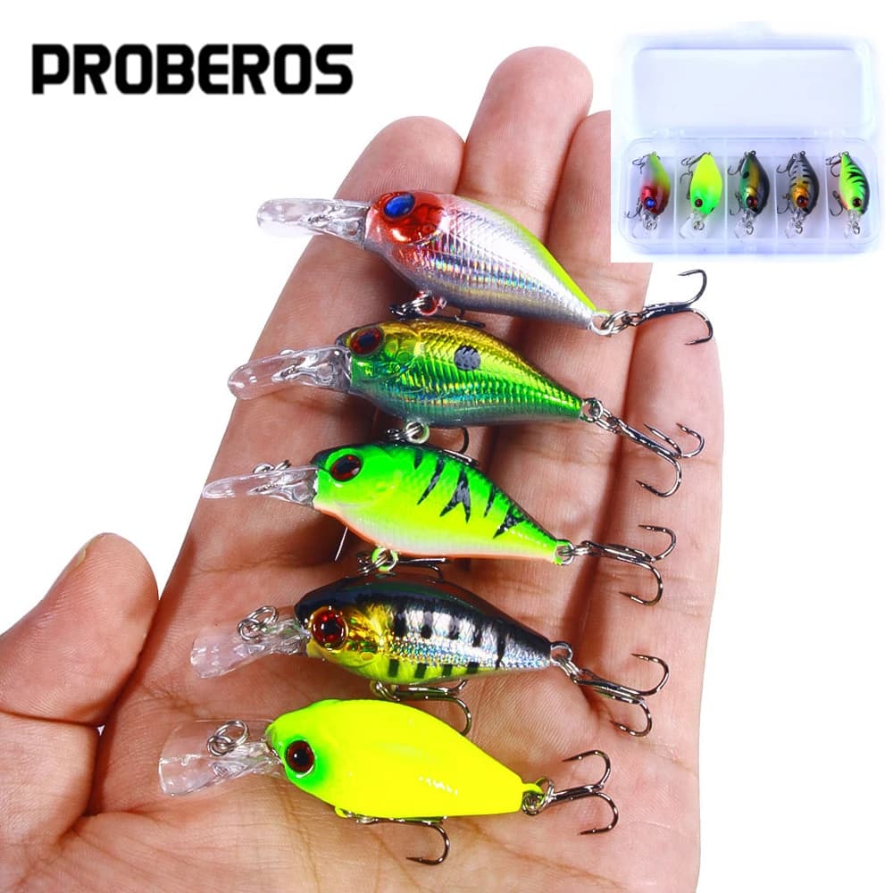 Proberos Fishing bait kit 5 Pieces/Bank, Plastic bait Crank Bait 4.2g 5cm, Wobblers, Bass Fishing equipment, Fishing baits and Spinners