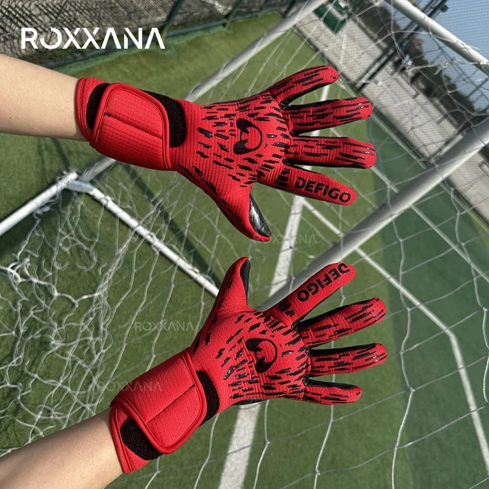 Guanti da portiere ROXXANA, ad alte prestazioni, in lattice con impugnatura, antiscivolo, durevoli, protettivi, per partite di calcio per adulti, vendita calda.