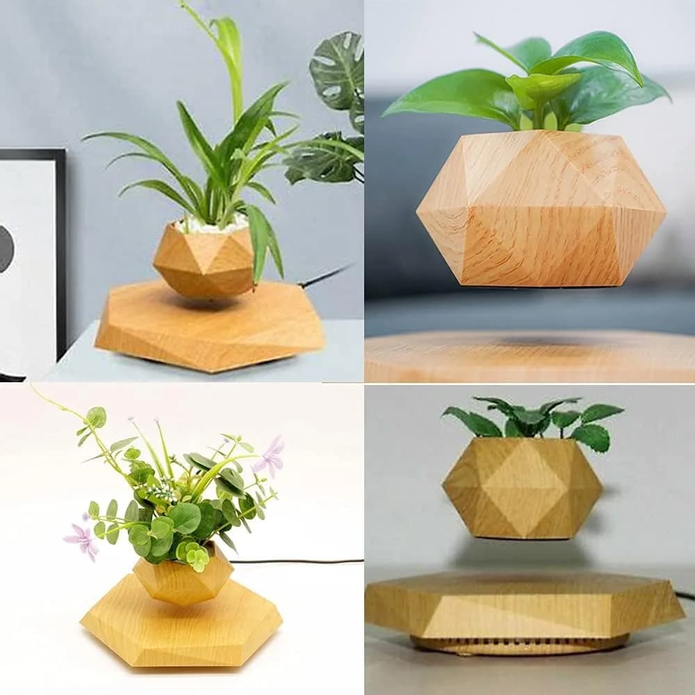 Vaso da fiori sospeso per bonsai ad aria galleggiante con levitazione magnetica esagonale per regalo di decorazioni per la casa per ufficio