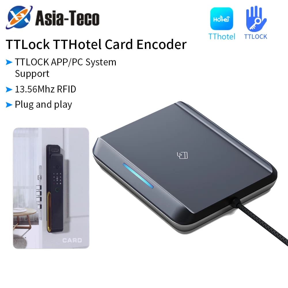 TTLOCK APP USB Hotel Room Key Smart Card Encoder RFID 13.56Mhz M1 NFC Card Reader Sender per TT Hotel System Software appartamento